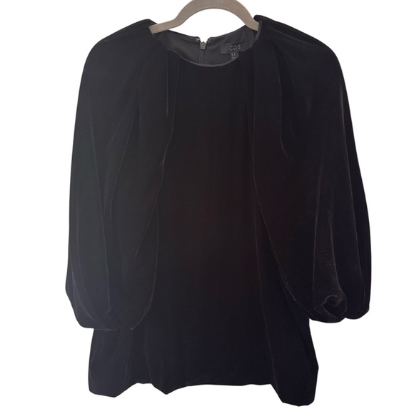 COS Velvet Puff-Sleeved Top Black Size 10 - Picture 5 of 12